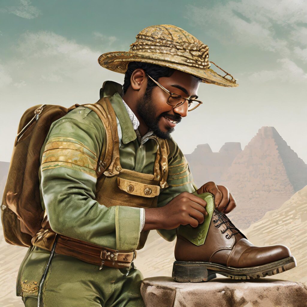 Betún para zapatos usado por soldado egipcio