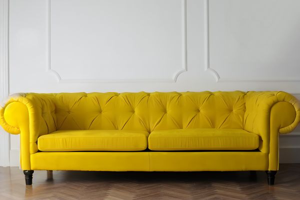 Sofá de Cuero Mostaza