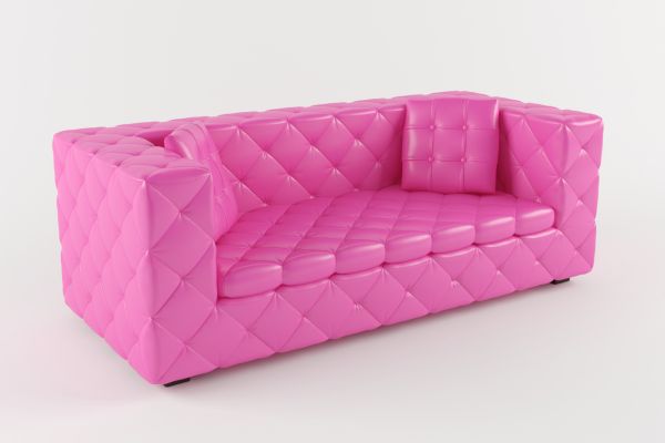 Sofá de Cuero Rosado